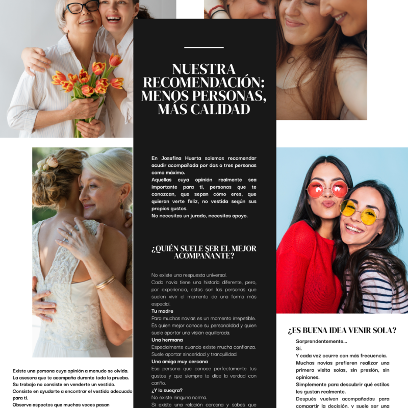 ¿A quién llevar a la prueba del vestido de novia? Guía de Alicia Martínez Huerta con consejos para elegir a las personas adecuadas y disfrutar de una experiencia inolvidable.