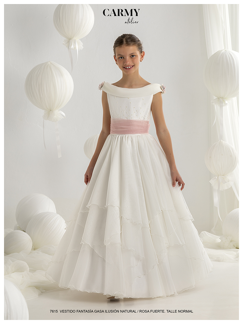 Vestido comunion niña Carmy modelo 7615 Josefina Huerta frente